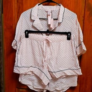 Victoria Secret cotton blend Brand new with tags Pink and black polka-dot Pj's